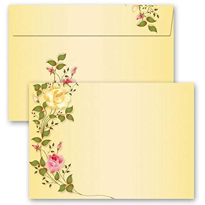 Paper-Media Enveloppes de motif Motif de fleurs, VRILLES DE ROSES 10 enveloppes DIN C6 (162x114 mm) - Publicité Paper-Media Enveloppes de motif Motif de fleurs, VRILLES DE ROSES 10 enveloppes DIN C6 (162x114 mm) - Publicité