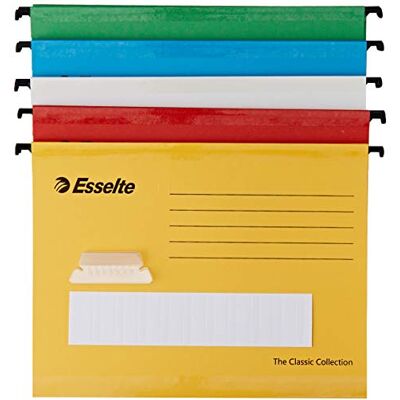 Esselte Dossiers Suspendus A4 Renforcés pour Tiroir, Lot de 5 Dossiers Suspendus avec Onglet et Étiquettes, En carton durable, Marron (20084) - Publicité Esselte Dossiers Suspendus A4 Renforcés pour Tiroir, Lot de 5 Dossiers Suspendus avec Onglet et Étiquettes, En carton durable, Marron (20084) - Publicité