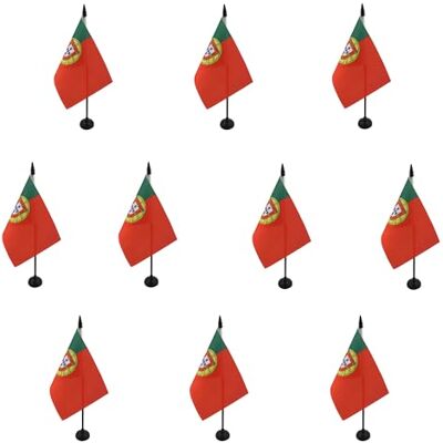 AZ FLAG Lot de 10 Drapeau De Table Portugal 15x10 cm 10 Mini Drapeaux Portugais De Bureau 100% Polyester Avec Hampe De 25cm Et Socle En Plastique Noir - Publicité AZ FLAG Lot de 10 Drapeau De Table Portugal 15x10 cm 10 Mini Drapeaux Portugais De Bureau 100% Polyester Avec Hampe De 25cm Et Socle En Plastique Noir - Publicité