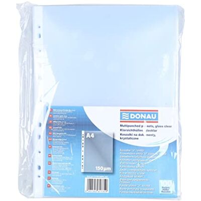 OFFICER PRODUCTS DONAU Lot de 100 pochettes transparentes en plastique pour documents, papiers, dossiers, PP, 150 microns - Publicité OFFICER PRODUCTS DONAU Lot de 100 pochettes transparentes en plastique pour documents, papiers, dossiers, PP, 150 microns - Publicité