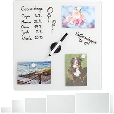 Relaxdays Tableau mémo magnétique, Verre Protecteur, Panneau Pense-bête, 3 aimants, 40x40 cm, blanc - Publicité Relaxdays Tableau mémo magnétique, Verre Protecteur, Panneau Pense-bête, 3 aimants, 40x40 cm, blanc - Publicité