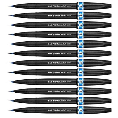Pentel Arts Brush Sign Pen Artist SESF30C-SX, Lot de 12 Feutres pinceaux Pointe souple extra-fine, Bleu ciel - Publicité Pentel Arts Brush Sign Pen Artist SESF30C-SX, Lot de 12 Feutres pinceaux Pointe souple extra-fine, Bleu ciel - Publicité