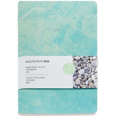 Miquelrius Cahier souple A5 (142 x 210 mm), rayé uni, 50 feuilles blanches en PAPIER PIERRE sans arbres 144 g/m², couverture en papier et détails en stamping, couleur verte - Publicité Miquelrius Cahier souple A5 (142 x 210 mm), rayé uni, 50 feuilles blanches en PAPIER PIERRE sans arbres 144 g/m², couverture en papier et détails en stamping, couleur verte - Publicité