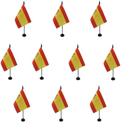 AZ FLAG Lot de 10 Drapeau De Table Espagne 15x10 cm 10 Mini Drapeaux Espagnol De Bureau 100% Polyester Avec Hampe De 25cm Et Socle En Plastique Noir - Publicité AZ FLAG Lot de 10 Drapeau De Table Espagne 15x10 cm 10 Mini Drapeaux Espagnol De Bureau 100% Polyester Avec Hampe De 25cm Et Socle En Plastique Noir - Publicité