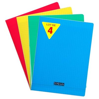 Calligraphe 18399Cpack Un lot de 4 Cahiers Agrafés (une Marque de Clairefontaine) 24x32 cm 192 Pages Grands Carreaux Papier Blanc 90 g Couvertures Polypro assorties aléatoires - Publicité Calligraphe 18399Cpack Un lot de 4 Cahiers Agrafés (une Marque de Clairefontaine) 24x32 cm 192 Pages Grands Carreaux Papier Blanc 90 g Couvertures Polypro assorties aléatoires - Publicité