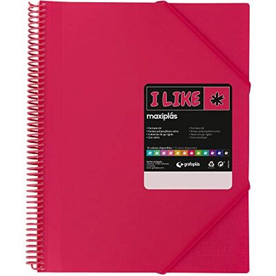 Grafoplás 39826254. Maxiplás Like Lot de 60 pochettes transparentes en spirale Rose fuchsia A4 Couverture en polypropylène rigide mat - Publicité Grafoplás 39826254. Maxiplás Like Lot de 60 pochettes transparentes en spirale Rose fuchsia A4 Couverture en polypropylène rigide mat - Publicité
