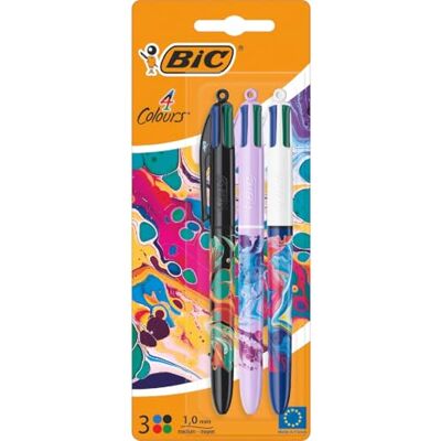 BIC 4 Couleurs Stylo-Bille Rétractable Pointe Moyenne Décors Assortis BOTANICAL - Publicité BIC 4 Couleurs Stylo-Bille Rétractable Pointe Moyenne Décors Assortis BOTANICAL - Publicité