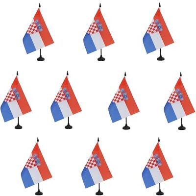 AZ FLAG Lot de 10 Drapeau De Table Croatie 21x14 cm 10 Petits Drapeaux Croate De Bureau 100% Polyester Avec Hampe De 25cm Et Socle En Plastique Noir - Publicité AZ FLAG Lot de 10 Drapeau De Table Croatie 21x14 cm 10 Petits Drapeaux Croate De Bureau 100% Polyester Avec Hampe De 25cm Et Socle En Plastique Noir - Publicité