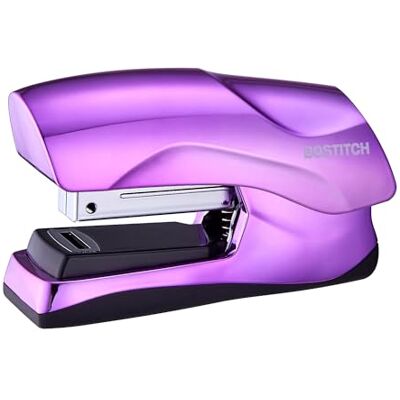 Bostitch Agrafeuse de bureau robuste, capacité de 40 feuilles, sans blocage, demi-bande, se tient dans la paume de la main, idéale pour la salle de classe, le bureau, violet métallisé - Publicité Bostitch Agrafeuse de bureau robuste, capacité de 40 feuilles, sans blocage, demi-bande, se tient dans la paume de la main, idéale pour la salle de classe, le bureau, violet métallisé - Publicité