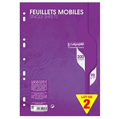 Calligraphe 2696AMZC Lot de 2 Paquets de Feuillets Mobiles sous film (une Marque de Clairefontaine) A4 21x29,7 cm 200 Pages Grands Carreaux Papier Blanc 90 g - Publicité Calligraphe 2696AMZC Lot de 2 Paquets de Feuillets Mobiles sous film (une Marque de Clairefontaine) A4 21x29,7 cm 200 Pages Grands Carreaux Papier Blanc 90 g - Publicité