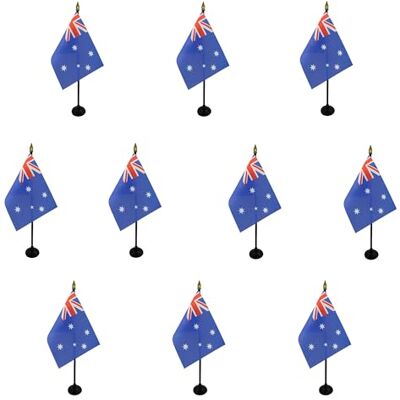 AZ FLAG Lot de 10 Mini Drapeau Australie De Table 15x10 cm 10 Drapeaux Australien De Bureau 100% Polyester Avec Hampe Point Dorée - Publicité AZ FLAG Lot de 10 Mini Drapeau Australie De Table 15x10 cm 10 Drapeaux Australien De Bureau 100% Polyester Avec Hampe Point Dorée - Publicité
