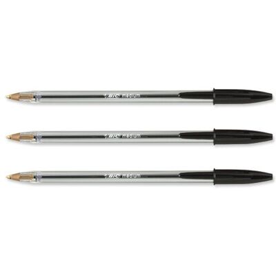 BIC Stylo à bille moyenne, transparent, 1 mm, lot de 10, noir - Publicité BIC Stylo à bille moyenne, transparent, 1 mm, lot de 10, noir - Publicité