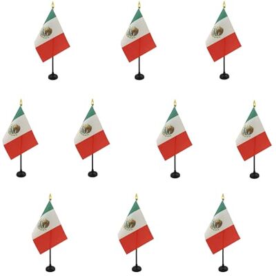 AZ FLAG Lot de 10 Mini Drapeau Mexique De Table 15x10 cm 10 Drapeaux Mexicain De Bureau 100% Polyester Avec Hampe Point Dorée - Publicité AZ FLAG Lot de 10 Mini Drapeau Mexique De Table 15x10 cm 10 Drapeaux Mexicain De Bureau 100% Polyester Avec Hampe Point Dorée - Publicité