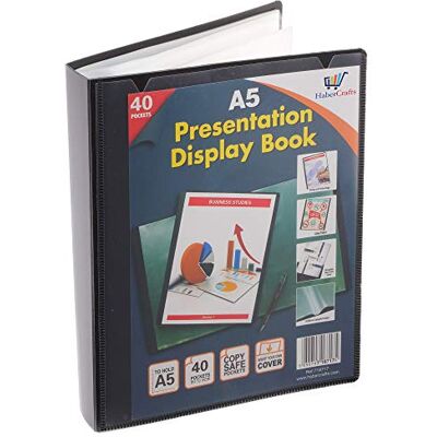 Habercrafts Classeur de présentation à 40 pochettes en plastique Format A5-80 vues (lot de 3) - Publicité Habercrafts Classeur de présentation à 40 pochettes en plastique Format A5-80 vues (lot de 3) - Publicité