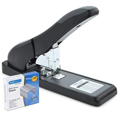 Rapesco 1550 ECO Agrafeuse HD-140 et 1000 Agrafes de Type 923/12 mm, Noir - Publicité Rapesco 1550 ECO Agrafeuse HD-140 et 1000 Agrafes de Type 923/12 mm, Noir - Publicité