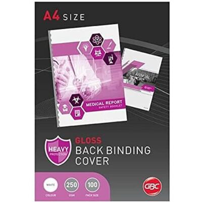 Rexel GBC Lot de 100 Plats de couverture HiGloss A4 Blanc ultra brillant 250 g/m² Effet premium double face Présentation soignée Réf. CE020071 - Publicité Rexel GBC Lot de 100 Plats de couverture HiGloss A4 Blanc ultra brillant 250 g/m² Effet premium double face Présentation soignée Réf. CE020071 - Publicité