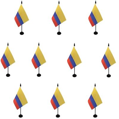 AZ FLAG Lot de 10 Drapeau De Table Colombie 15x10 cm 10 Mini Drapeaux Colombien De Bureau 100% Polyester Avec Hampe De 25cm Et Socle En Plastique Noir - Publicité AZ FLAG Lot de 10 Drapeau De Table Colombie 15x10 cm 10 Mini Drapeaux Colombien De Bureau 100% Polyester Avec Hampe De 25cm Et Socle En Plastique Noir - Publicité