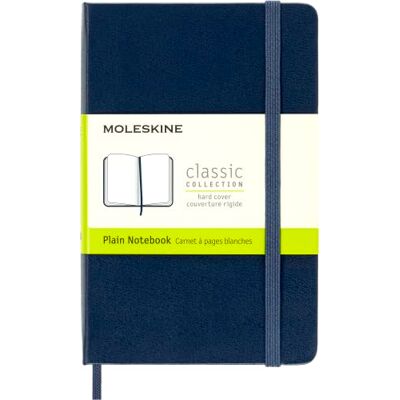 Moleskine Carnet classique Format de poche Pages blanches Couverture rigide saphir - Publicité Moleskine Carnet classique Format de poche Pages blanches Couverture rigide saphir - Publicité