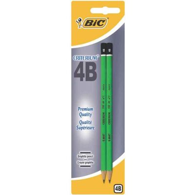 BIC Criterium 550 Crayons à Papier En Bois Résistant Avec Corps Hexagonal Mine Grise 4B, Blister de 2 - Publicité BIC Criterium 550 Crayons à Papier En Bois Résistant Avec Corps Hexagonal Mine Grise 4B, Blister de 2 - Publicité