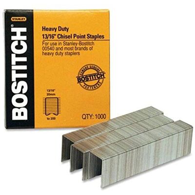 Bostitch Agrafes très résistantes, utilisation dans 00540, 1,27 cm de large, 13/16" L - Publicité Bostitch Agrafes très résistantes, utilisation dans 00540, 1,27 cm de large, 13/16" L - Publicité
