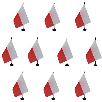 AZ FLAG Lot de 10 Drapeau De Table Pologne 21x14 cm 10 Petits Drapeaux Polonais De Bureau 100% Polyester Avec Hampe De 25cm Et Socle En Plastique Noir - Publicité AZ FLAG Lot de 10 Drapeau De Table Pologne 21x14 cm 10 Petits Drapeaux Polonais De Bureau 100% Polyester Avec Hampe De 25cm Et Socle En Plastique Noir - Publicité