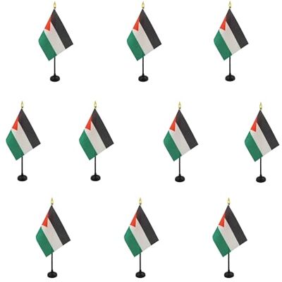 AZ FLAG Lot de 10 Mini Drapeau Jordanie De Table 15x10 cm 10 Drapeaux Jordanien De Bureau 100% Polyester Avec Hampe Point Dorée - Publicité AZ FLAG Lot de 10 Mini Drapeau Jordanie De Table 15x10 cm 10 Drapeaux Jordanien De Bureau 100% Polyester Avec Hampe Point Dorée - Publicité