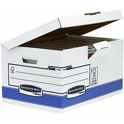 BANKERS BOX Container à archives System Flip Top Maxi, assemblage auto Fastfold, coloris blanc/bleu Lot de 10 - Publicité BANKERS BOX Container à archives System Flip Top Maxi, assemblage auto Fastfold, coloris blanc/bleu Lot de 10 - Publicité