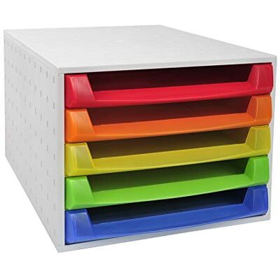 Exacompta Réf. 221098D THE BOX Caisson 5 tiroirs ouverts pour document A4+ Dimensions extérieures : Profondeur 38,70 x largeur 28,4 x Hauteur 21,8 cm Arlequin transparent - Publicité Exacompta Réf. 221098D THE BOX Caisson 5 tiroirs ouverts pour document A4+ Dimensions extérieures : Profondeur 38,70 x largeur 28,4 x Hauteur 21,8 cm Arlequin transparent - Publicité