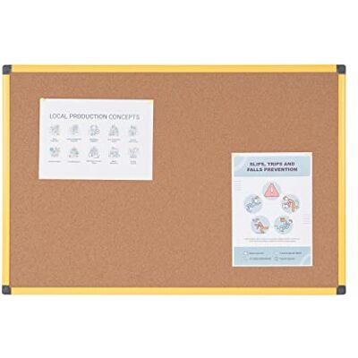 Bi-Office Tableau d'affichage en liège 90 x 60 cm cadre en aluminium jaune - Publicité Bi-Office Tableau d'affichage en liège 90 x 60 cm cadre en aluminium jaune - Publicité