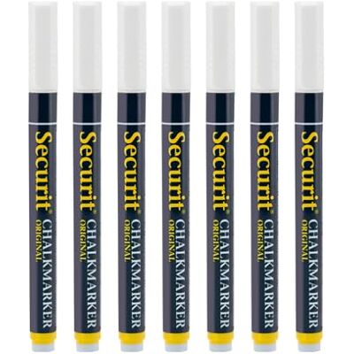 SECURIT Lot de 7 Feutres-Craie à encre liquide Coloré Taille de mine 1-2mm, blanc - Publicité SECURIT Lot de 7 Feutres-Craie à encre liquide Coloré Taille de mine 1-2mm, blanc - Publicité