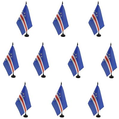 AZ FLAG Lot de 10 Drapeau De Table Cap Vert 21x14 cm 10 Petits Drapeaux Cap-Verdien De Bureau 100% Polyester Avec Hampe De 25cm Et Socle En Plastique Noir - Publicité AZ FLAG Lot de 10 Drapeau De Table Cap Vert 21x14 cm 10 Petits Drapeaux Cap-Verdien De Bureau 100% Polyester Avec Hampe De 25cm Et Socle En Plastique Noir - Publicité