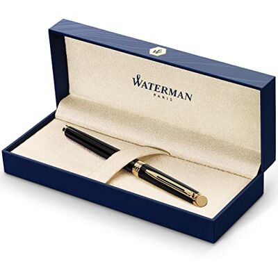 Waterman Hémisphère stylo plume noir brillant avec attributs or fin 23K plume fine cartouche d'encre bleue coffret cadeau - Publicité Waterman Hémisphère stylo plume noir brillant avec attributs or fin 23K plume fine cartouche d'encre bleue coffret cadeau - Publicité