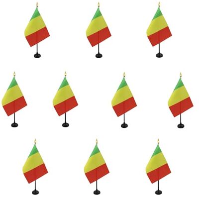 AZ FLAG Lot de 10 Mini Drapeau Mali De Table 15x10 cm 10 Drapeaux Malien De Bureau 100% Polyester Avec Hampe Point Dorée - Publicité AZ FLAG Lot de 10 Mini Drapeau Mali De Table 15x10 cm 10 Drapeaux Malien De Bureau 100% Polyester Avec Hampe Point Dorée - Publicité