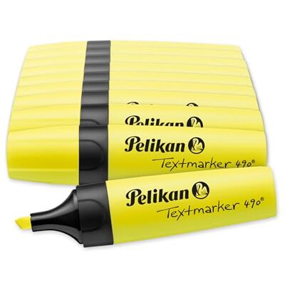 Pelikan 814089A Lot de 10 surligneurs 490 Jaune - Publicité Pelikan 814089A Lot de 10 surligneurs 490 Jaune - Publicité