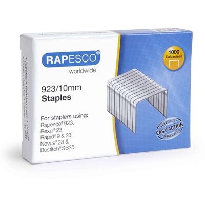 Rapesco 1237 Agrafes Galvanisées Résistantes Type 923/10 mm, Lot de 1000 - Publicité Rapesco 1237 Agrafes Galvanisées Résistantes Type 923/10 mm, Lot de 1000 - Publicité