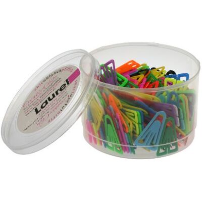 Laurel Trombones Plasticlip, 35 mm, color‚, paquet de 200 en plastique, triangulaire, antimagn‚tique, antiallergique, non toxique, capacit‚ de saisie: … 30 feuilles, dans une boŒte transparente contenu: 200 piŠces (1303-98) - Publicité Laurel Trombones Plasticlip, 35 mm, color‚, paquet de 200 en plastique, triangulaire, antimagn‚tique, antiallergique, non toxique, capacit‚ de saisie: … 30 feuilles, dans une boŒte transparente contenu: 200 piŠces (1303-98) - Publicité