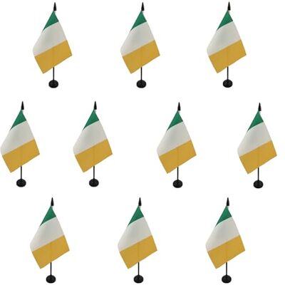 AZ FLAG Lot de 10 Drapeau De Table Irlande 15x10 cm 10 Mini Drapeaux Irlandais De Bureau 100% Polyester Avec Hampe De 25cm Et Socle En Plastique Noir - Publicité AZ FLAG Lot de 10 Drapeau De Table Irlande 15x10 cm 10 Mini Drapeaux Irlandais De Bureau 100% Polyester Avec Hampe De 25cm Et Socle En Plastique Noir - Publicité
