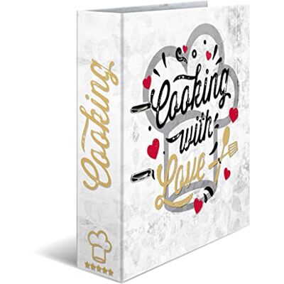 HERMA Classeur à recettes pour recettes avec inscription « Cooking with Love » Format A4 Dos de 70 mm Avec décorations dorées 6 pièces 1 classeur - Publicité HERMA Classeur à recettes pour recettes avec inscription « Cooking with Love » Format A4 Dos de 70 mm Avec décorations dorées 6 pièces 1 classeur - Publicité