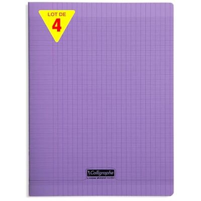 Calligraphe 18397Cpack Un lot de 4 Cahiers Agrafés Violets (une Marque de Clairefontaine) 24x32 cm 192 Pages Grands Carreaux Papier Blanc 90 g Couverture Polypro Transparent - Publicité Calligraphe 18397Cpack Un lot de 4 Cahiers Agrafés Violets (une Marque de Clairefontaine) 24x32 cm 192 Pages Grands Carreaux Papier Blanc 90 g Couverture Polypro Transparent - Publicité