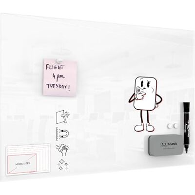 Tableau Magnétique en Verre - 60x40cm Blanc Perle - Type de produit - Publicité Tableau Magnétique en Verre - 60x40cm Blanc Perle - Type de produit - Publicité