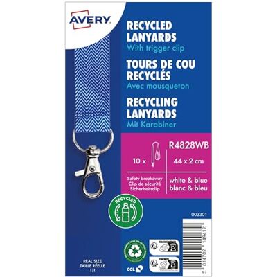 Avery 10 tours de cou recyclés à motif blanc/bleu 44 cm de long x 2 cm de large - Publicité Avery 10 tours de cou recyclés à motif blanc/bleu 44 cm de long x 2 cm de large - Publicité