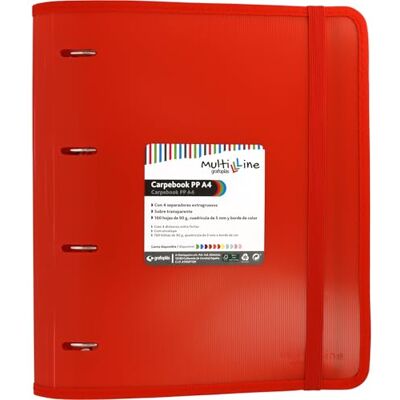 Grafoplás 88100051 Classeur avec recharge et intercalaires, A4, rouge, polypropylène ligné, Carpebook Multiline - Publicité Grafoplás 88100051 Classeur avec recharge et intercalaires, A4, rouge, polypropylène ligné, Carpebook Multiline - Publicité
