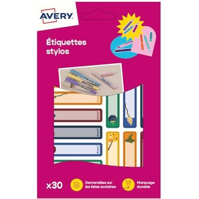 Avery 30 Étiquettes Autocollantes Résistantes pour Crayon de Couleurs, Feutres et Stylo 4 Couleur Format 50 x 10 mm Motifs Magie Surface Blanche Inscriptible Adhésif Permanent - Publicité Avery 30 Étiquettes Autocollantes Résistantes pour Crayon de Couleurs, Feutres et Stylo 4 Couleur Format 50 x 10 mm Motifs Magie Surface Blanche Inscriptible Adhésif Permanent - Publicité