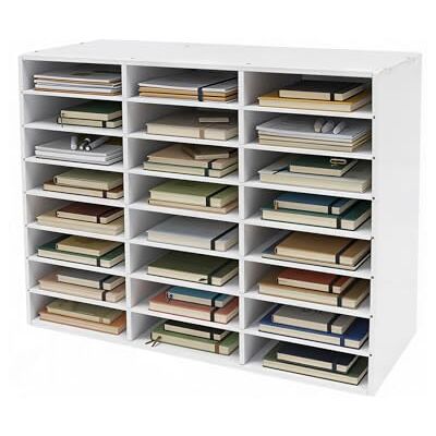 HazLope Organisateur littérature à 24 compartiments, étagère à papier, capacité de charge de 60 kg, plaque en PVC épais, séparateur amovible, 73 x 30 x 60 cm, blanc - Publicité HazLope Organisateur littérature à 24 compartiments, étagère à papier, capacité de charge de 60 kg, plaque en PVC épais, séparateur amovible, 73 x 30 x 60 cm, blanc - Publicité