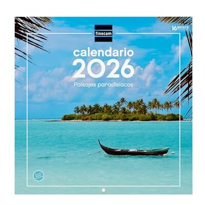 Finocam Calendrier mural 2026 30x30 cm Vue mensuelle Janvier Décembre 2026 + Sep.- Déc. 2025 (4 mois) réduits Calendrier 2026 Images de paysages paradisiaques Español - Publicité Finocam Calendrier mural 2026 30x30 cm Vue mensuelle Janvier Décembre 2026 + Sep.- Déc. 2025 (4 mois) réduits Calendrier 2026 Images de paysages paradisiaques Español - Publicité
