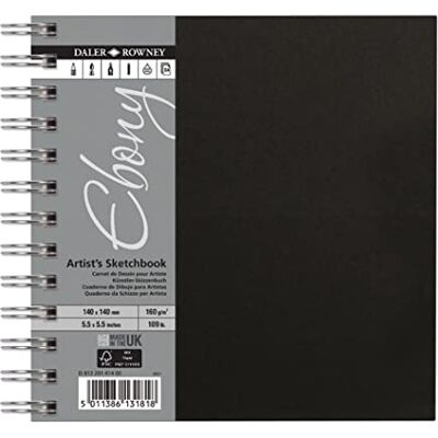 Daler-Rowney Ebony 140 X 140mm Carnet de Croquis à Spirale - Carnet de croquis - Publicité Daler-Rowney Ebony 140 X 140mm Carnet de Croquis à Spirale - Carnet de croquis - Publicité