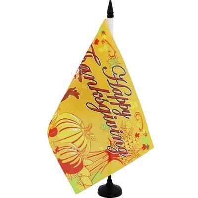 AZ FLAG Drapeau De Table Joyeux Thanksgiving Dinde 21x14 cm Petit Drapeau Happy Thanksgiving De Bureau 100% Polyester Avec Hampe De 25cm Et Socle En Plastique Noir - Publicité AZ FLAG Drapeau De Table Joyeux Thanksgiving Dinde 21x14 cm Petit Drapeau Happy Thanksgiving De Bureau 100% Polyester Avec Hampe De 25cm Et Socle En Plastique Noir - Publicité