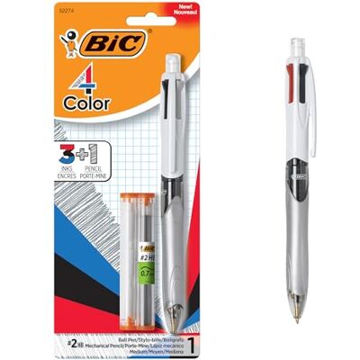 BIC 4-Color 3-in-1 Retractable Ballpoint Pen with Mechanical Pencil - Publicité BIC 4-Color 3-in-1 Retractable Ballpoint Pen with Mechanical Pencil - Publicité