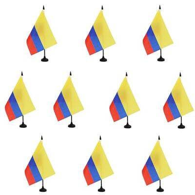 AZ FLAG Lot de 10 Drapeau De Table Colombie 21x14 cm 10 Petits Drapeaux Colombien De Bureau 100% Polyester Avec Hampe De 25cm Et Socle En Plastique Noir - Publicité AZ FLAG Lot de 10 Drapeau De Table Colombie 21x14 cm 10 Petits Drapeaux Colombien De Bureau 100% Polyester Avec Hampe De 25cm Et Socle En Plastique Noir - Publicité