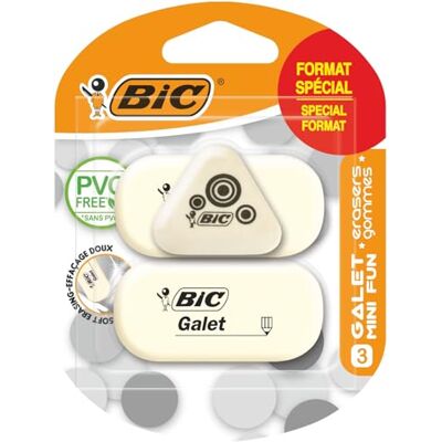 BIC blister gomme galet souple a (blanc) 3 gommes galets - Publicité BIC blister gomme galet souple a (blanc) 3 gommes galets - Publicité